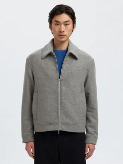 Slhphilip Wool Blend Jacket Grey Melange