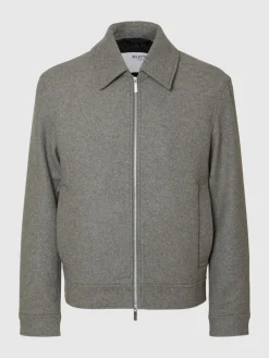Slhphilip Wool Blend Jacket Grey Melange