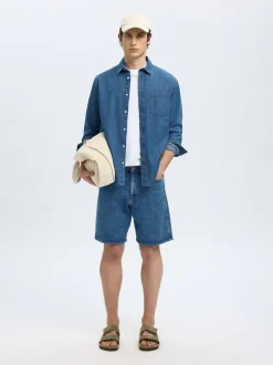 Slhreg Alex Mid Blue Denim Shorts