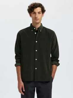 Slhregdanni Corduroy Shirt Deep Forest