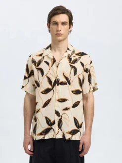 Slhregnoa Mix Resort Shirt Egret