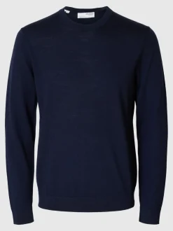 Slhtray Premium Merino Crew Neck Navy Blazer