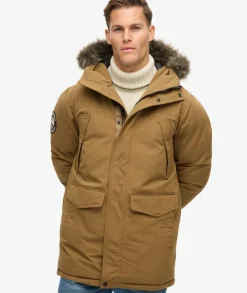 Superdry Everest Faux Fur Parka Jacket Kangaroo Brown