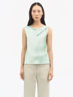 Tiger of Sweden Helvie Sleeveless Satin Top Light Green