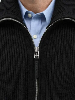 Tiger of Sweden Niall Zip-Up Wool Cardigan Black