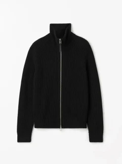 Tiger of Sweden Niall Zip-Up Wool Cardigan Black