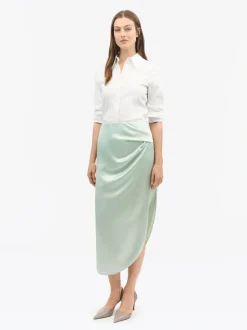 Tiger of Sweden Valenie Drapey Satin Skirt Light Green