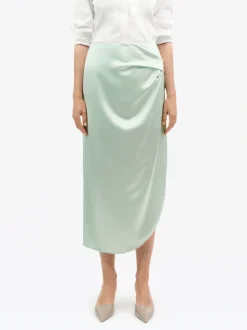 Tiger of Sweden Valenie Drapey Satin Skirt Light Green