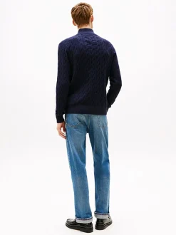 Tommy Hilfiger Cable Knit Half-Zip Jumper Navy Blue