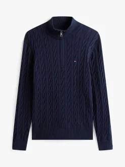 Tommy Hilfiger Cable Knit Half-Zip Jumper Navy Blue