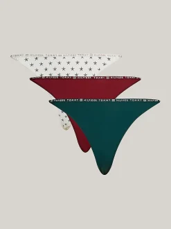 Tommy Hilfiger 3-Pack Repeat Logo Microfibre Thongs Gift Box rouge/star/ornamental green