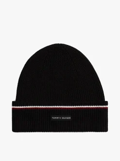 Tommy Hilfiger Signature Tape Wool Blend Beanie Black