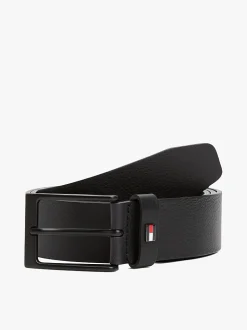 Tommy Hilfiger Square Matte Buckle Leather Belt Black
