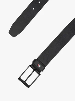 Tommy Hilfiger Square Matte Buckle Leather Belt Black