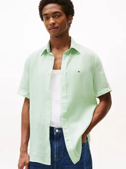 Tommy Hilfiger Washed Pure Linen Shirt Opal Green