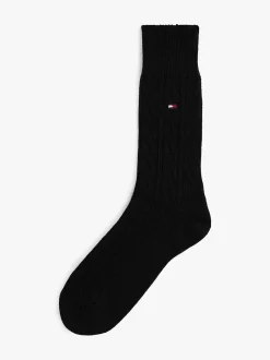 Tommy Hilfiger Wool Blend Cable Knit Socks Black