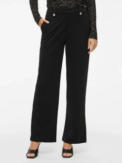 Viclua HW Wide Button Pants Black