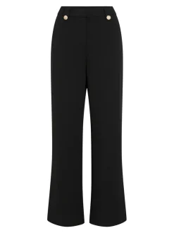 Viclua HW Wide Button Pants Black