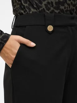 Viclua HW Wide Button Pants Black