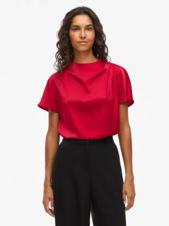 Vielmina Funnel Neck Top Jester Red