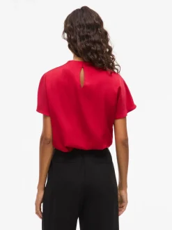 Vielmina Funnel Neck Top Jester Red