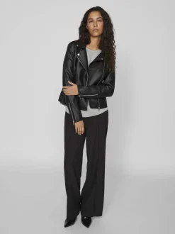 Vila Cara Coated Jacket Black