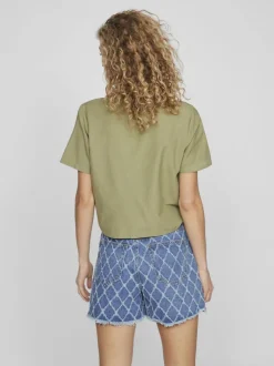 Vila Prisilla Knot Shirt Oil Green