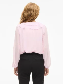 Vila Viane Frill Top Cherry Blossom