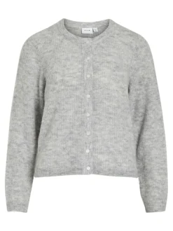 Vila Vilory O-Neck Ls Knit Cardigan Light Grey Melange