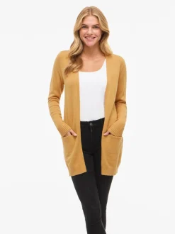 Vila Viril Open Knit Cardigan Amber Gold