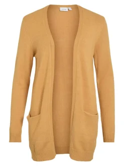 Vila Viril Open Knit Cardigan Amber Gold