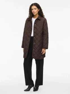 Viquila Corduroy Quilt Long Jacket Coffee Bean
