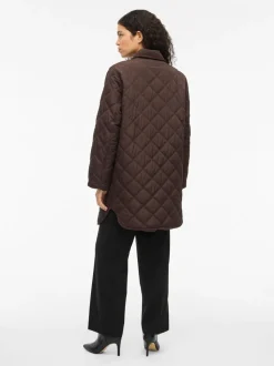 Viquila Corduroy Quilt Long Jacket Coffee Bean