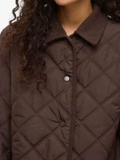 Viquila Corduroy Quilt Long Jacket Coffee Bean