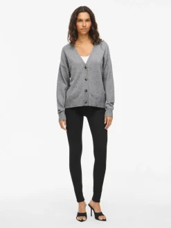 Viril V-Neck Cardigan Medium Grey Melange