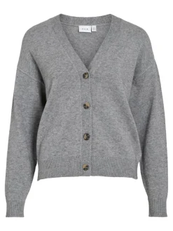Viril V-Neck Cardigan Medium Grey Melange