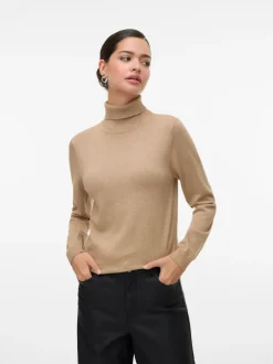 Vmhappyglitter Rollneck Pullover Silver Mink